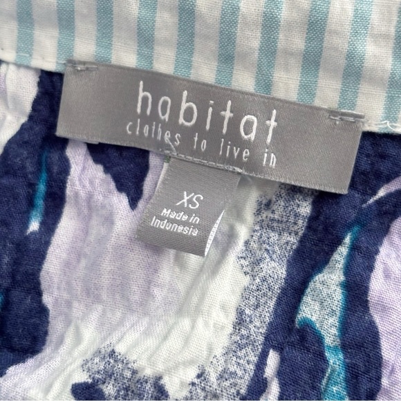 Habitat Stir It Up Button Front Shirt Mixed Print Art To Wear Blue - Picture 7 of 10